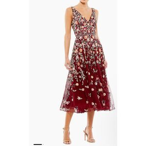 Mac Duggal Floral Sequin Embroidered Cocktail Dress